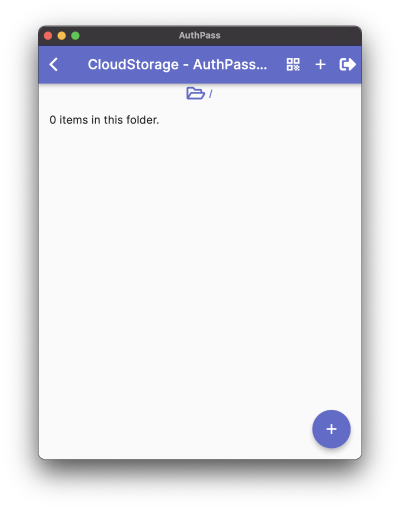 (empty) list of files in AuthPass cloud