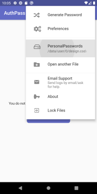 Select your password database from the AppBar context menu.