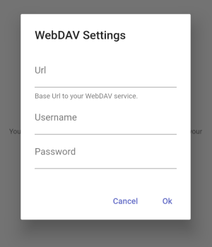 WebDAV settings form